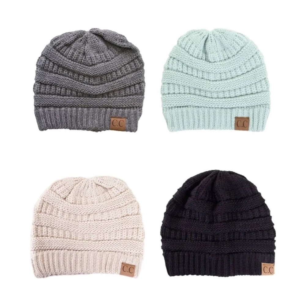 🚨 Last one sale! C.C Ribbed Kit Solid Color Beanie